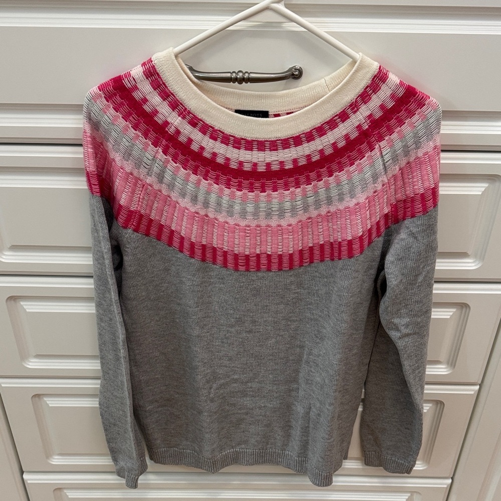 Talbots Pink and Gray Crew Neck Sweater